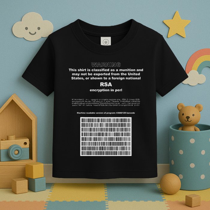 Rsa Encryption In Perl Bitcoin Cypherpunk Adam Back Barcode Toddler T-Shirt