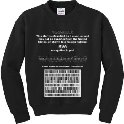 Rsa Encryption In Perl Bitcoin Cypherpunk Adam Back Barcode Kids Sweatshirt