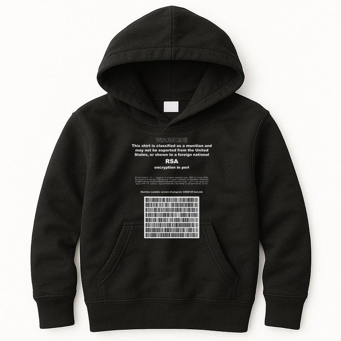 Rsa Encryption In Perl Bitcoin Cypherpunk Adam Back Barcode Kids Hoodie