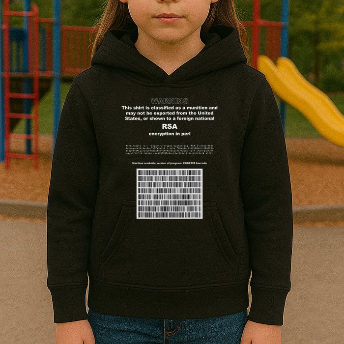 Rsa Encryption In Perl Bitcoin Cypherpunk Adam Back Barcode Kids Hoodie