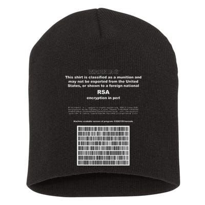 Rsa Encryption In Perl Bitcoin Cypherpunk Adam Back Barcode Short Acrylic Beanie