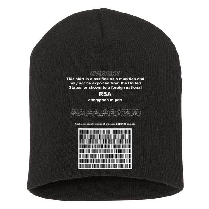 Rsa Encryption In Perl Bitcoin Cypherpunk Adam Back Barcode Short Acrylic Beanie