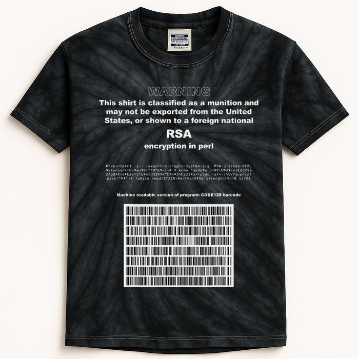 Rsa Encryption In Perl Bitcoin Cypherpunk Adam Back Barcode Kids Tie-Dye T-Shirt