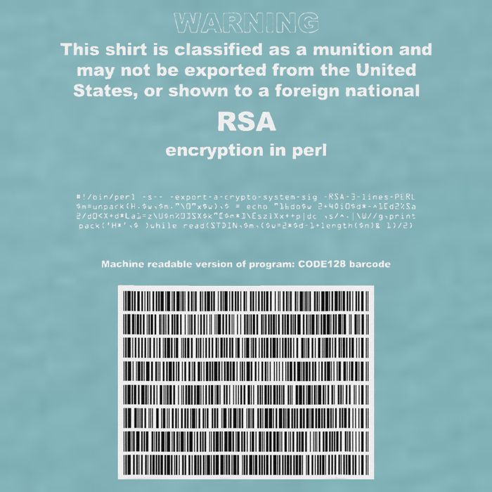Rsa Encryption In Perl Bitcoin Cypherpunk Adam Back Barcode Sueded Cloud Jersey T-Shirt