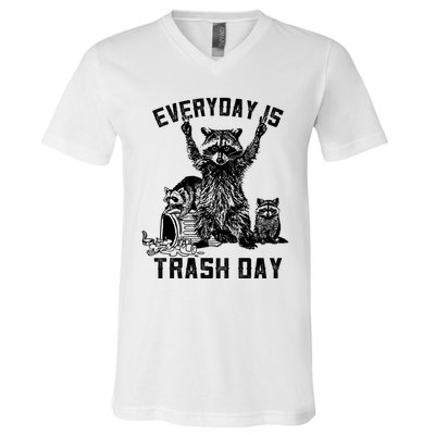 Raccoon Everyday Is Trash Day V-Neck T-Shirt