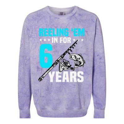 Reeling Em In For 6 Years Birthday 6th Bday Celebration Colorblast Crewneck Sweatshirt