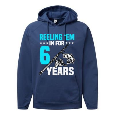 Reeling Em In For 6 Years Birthday 6th Bday Celebration Performance Fleece Hoodie