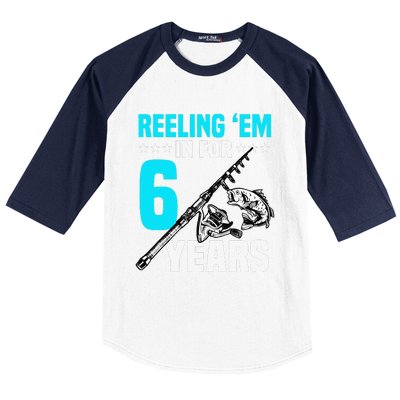 Reeling Em In For 6 Years Birthday 6th Bday Celebration Baseball Sleeve Shirt