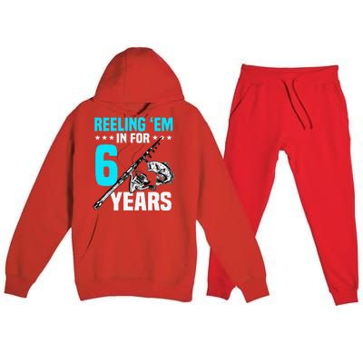 Reeling Em In For 6 Years Birthday 6th Bday Celebration Premium Hooded Sweatsuit Set