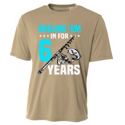 Reeling Em In For 6 Years Birthday 6th Bday Celebration Cooling Performance Crew T-Shirt