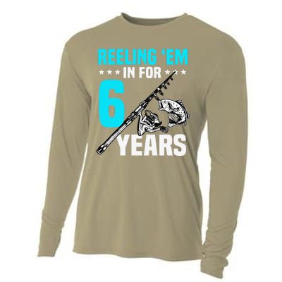 Reeling Em In For 6 Years Birthday 6th Bday Celebration Cooling Performance Long Sleeve Crew