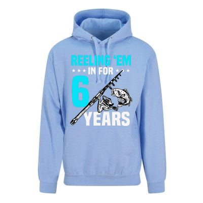 Reeling Em In For 6 Years Birthday 6th Bday Celebration Unisex Surf Hoodie