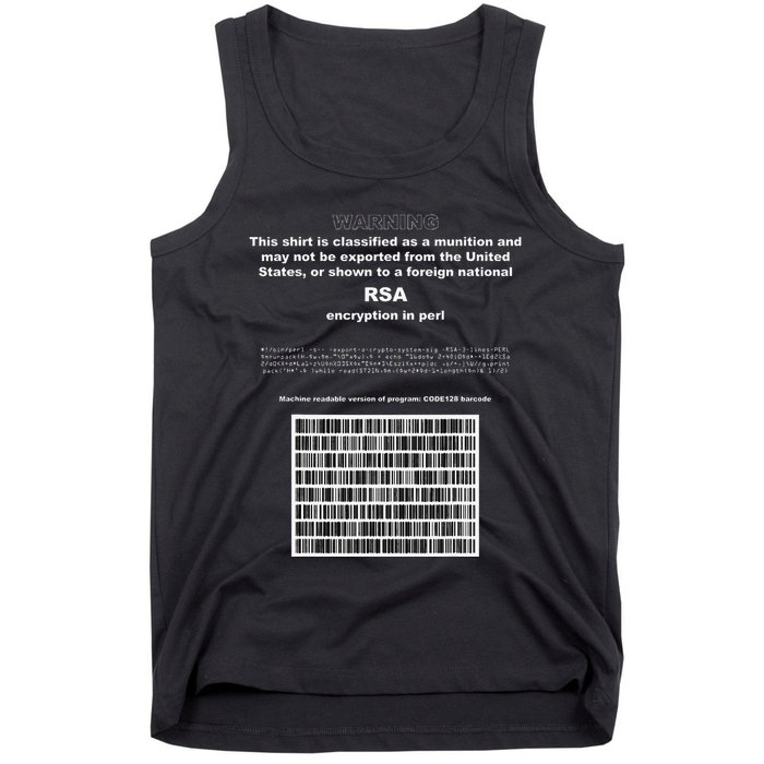 Rsa Encryption In Perl Bitcoin Cypherpunk Adam Back Barcode Tank Top