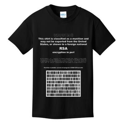 Rsa Encryption In Perl Bitcoin Cypherpunk Adam Back Barcode Kids T-Shirt