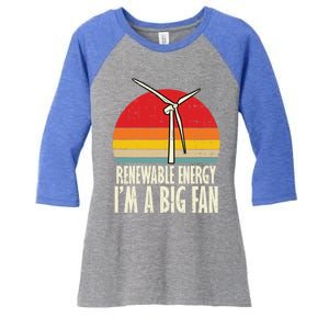 Renewable Energy Im A Big Fan Retro Earth Day 2020 Gift Women's Tri-Blend 3/4-Sleeve Raglan Shirt