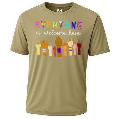 Retro Everyone Is Welcome Here Diversity Inclusion Equality Cooling Performance Crew T-Shirt