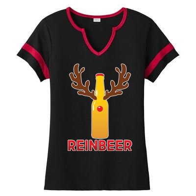 Reinbeer Funny Christmas Beer Reindeer Ladies Halftime Notch Neck Tee