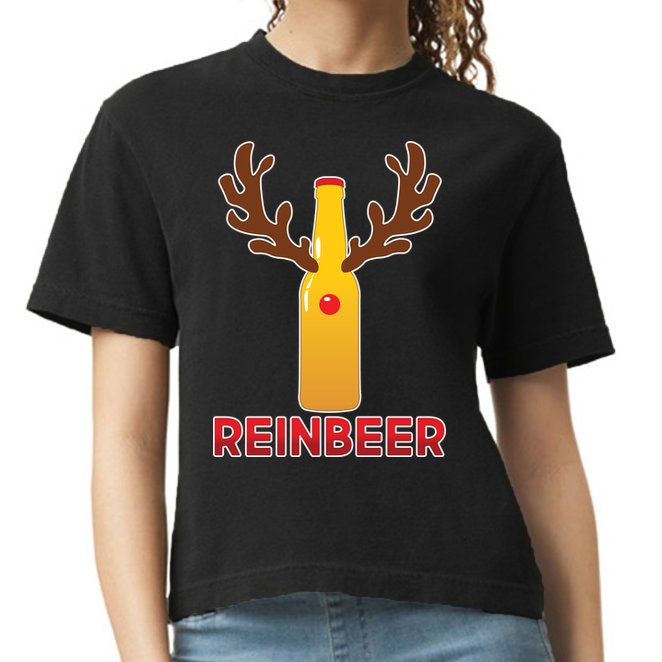 Reinbeer Funny Christmas Beer Reindeer Comfort Colors Boxy T-Shirt