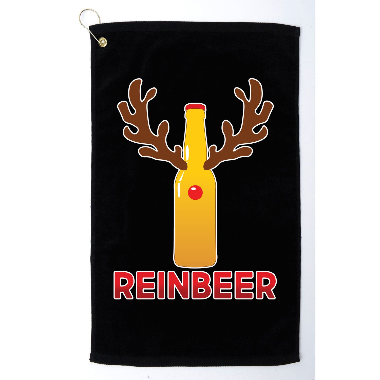 Reinbeer Funny Christmas Beer Reindeer Golf Towel