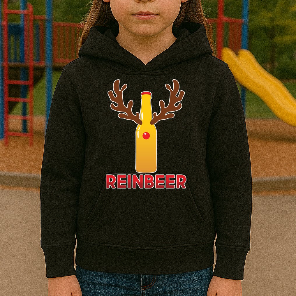 Reinbeer Funny Christmas Beer Reindeer Kids Hoodie