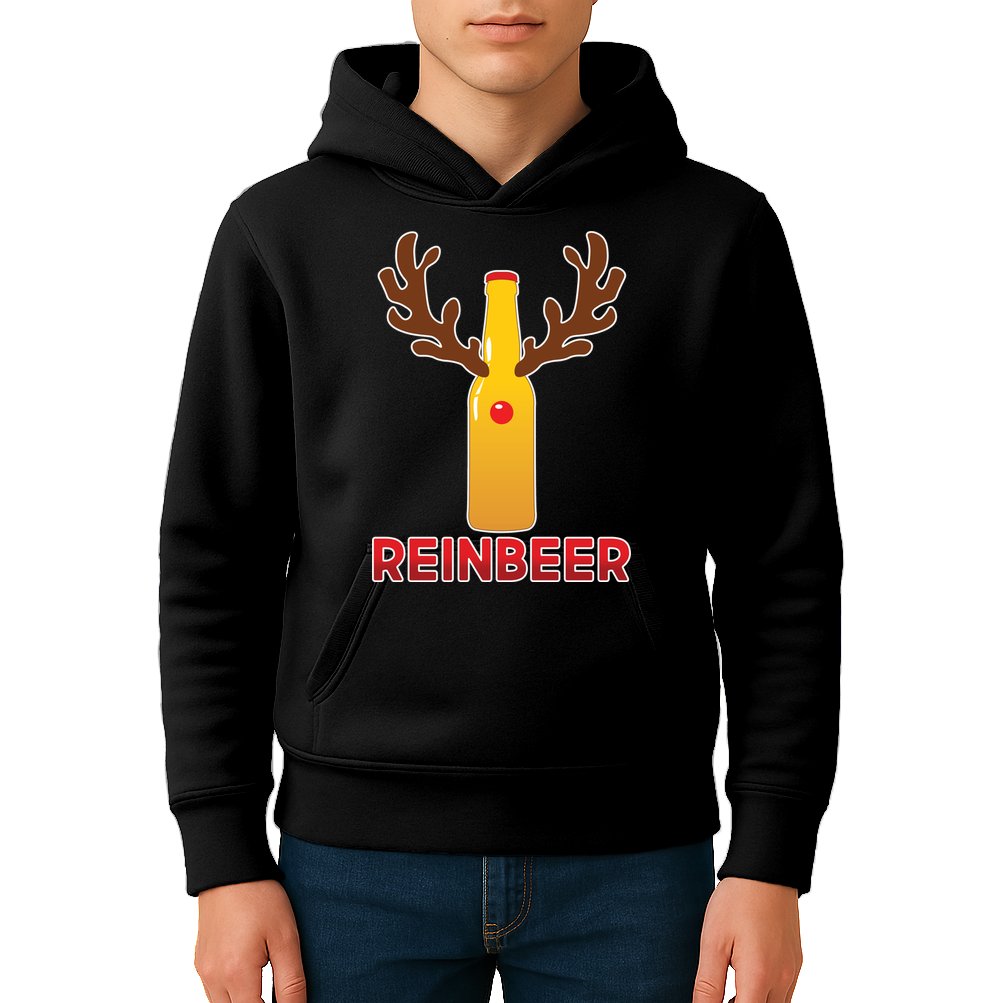 Reinbeer Funny Christmas Beer Reindeer Kids Hoodie