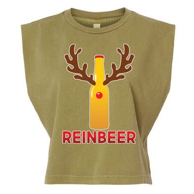 Reinbeer Funny Christmas Beer Reindeer Garment-Dyed Women's Muscle Tee