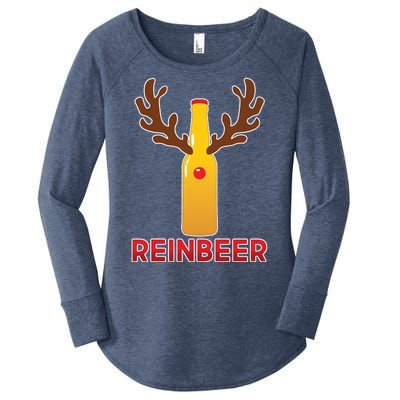 Reinbeer Funny Christmas Beer Reindeer Women's Perfect Tri Tunic Long Sleeve Shirt