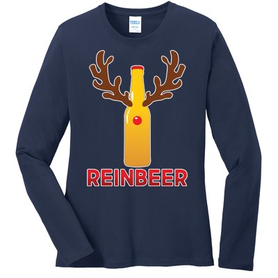 Reinbeer Funny Christmas Beer Reindeer Ladies Long Sleeve Shirt