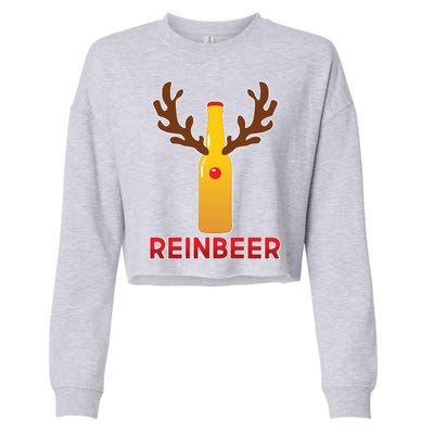 Reinbeer Funny Christmas Beer Reindeer Cropped Pullover Crew