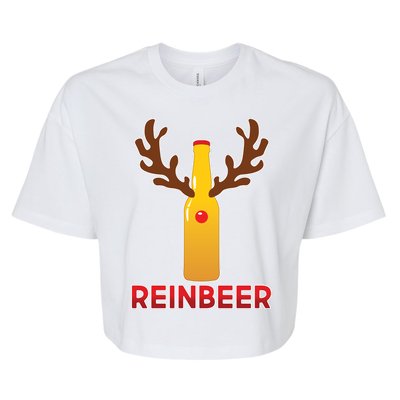 Reinbeer Funny Christmas Beer Reindeer Bella+Canvas Jersey Crop Tee