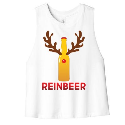 Reinbeer Funny Christmas Beer Reindeer Women's Racerback Cropped Tank