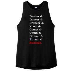 Reindeer Names Funny Christmas List Rudolph Ladies PosiCharge Tri-Blend Wicking Tank