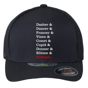 Reindeer Names Funny Christmas List Rudolph Flexfit Unipanel Trucker Cap