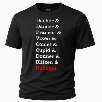 Reindeer Names Funny Christmas List Rudolph Performance Shirt