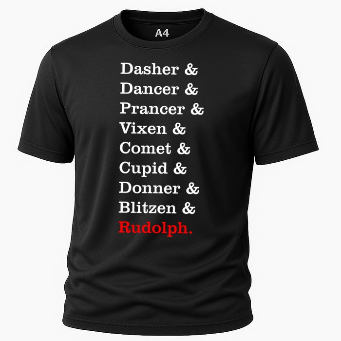 Reindeer Names Funny Christmas List Rudolph Performance Shirt