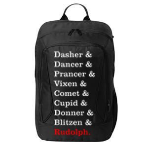 Reindeer Names Funny Christmas List Rudolph City Backpack