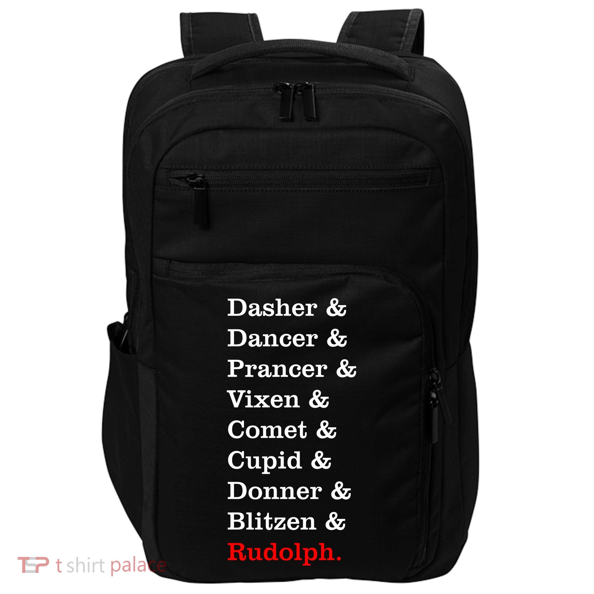 Reindeer Names Funny Christmas List Rudolph Impact Tech Backpack