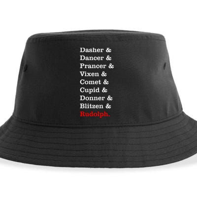 Reindeer Names Funny Christmas List Rudolph Sustainable Bucket Hat