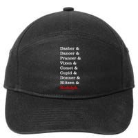 Reindeer Names Funny Christmas List Rudolph 7-Panel Snapback Hat