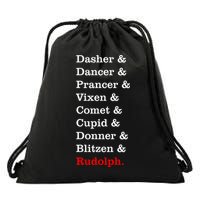 Reindeer Names Funny Christmas List Rudolph Drawstring Bag