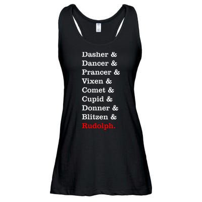 Reindeer Names Funny Christmas List Rudolph Ladies Essential Flowy Tank