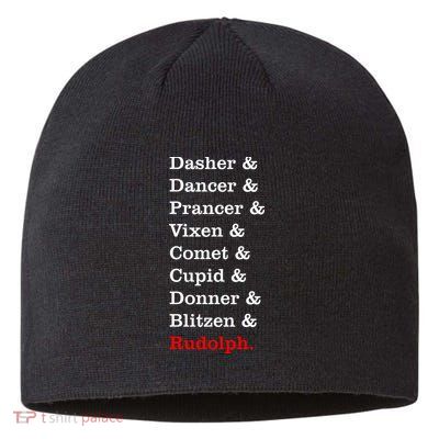 Reindeer Names Funny Christmas List Rudolph Sustainable Beanie