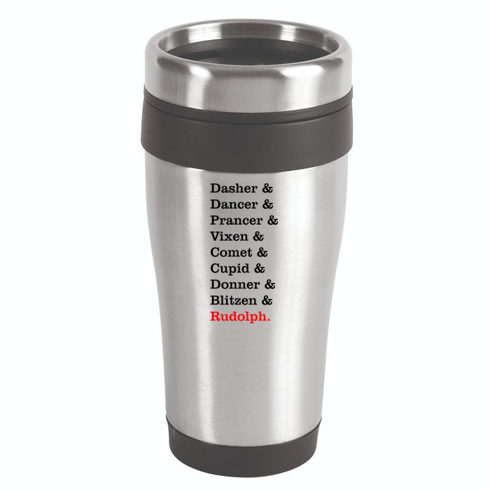 Reindeer Names Funny Christmas List Rudolph 16oz Travel Tumbler