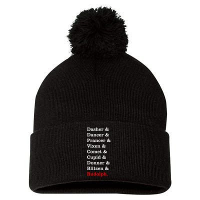 Reindeer Names Funny Christmas List Rudolph Pom Pom 12in Knit Beanie