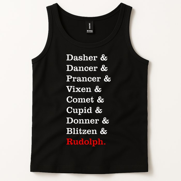 Reindeer Names Funny Christmas List Rudolph Tank Top