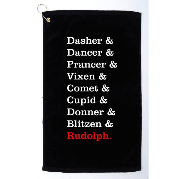 Reindeer Names Funny Christmas List Rudolph Golf Towel