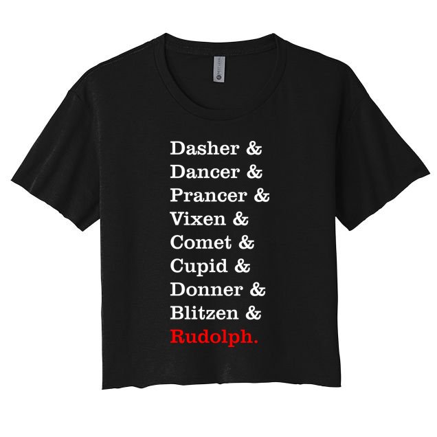 Reindeer Names Funny Christmas List Rudolph Crop Top