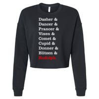 Reindeer Names Funny Christmas List Rudolph Cropped Pullover Crew