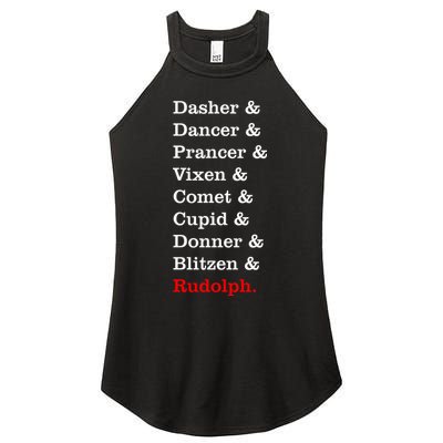 Reindeer Names Funny Christmas List Rudolph Women's Perfect Tri Rocker Tank