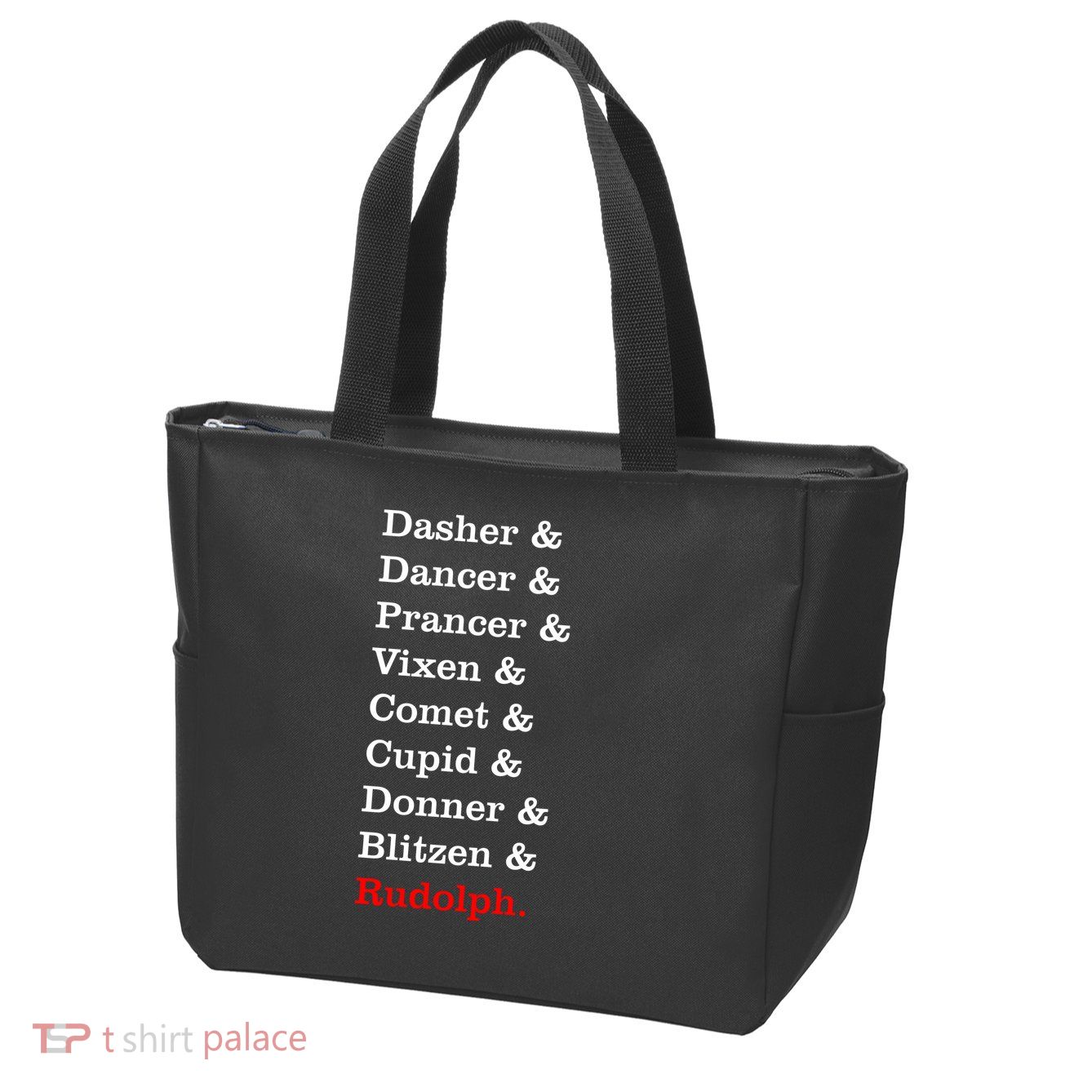 Reindeer Names Funny Christmas List Rudolph Zip Tote Bag